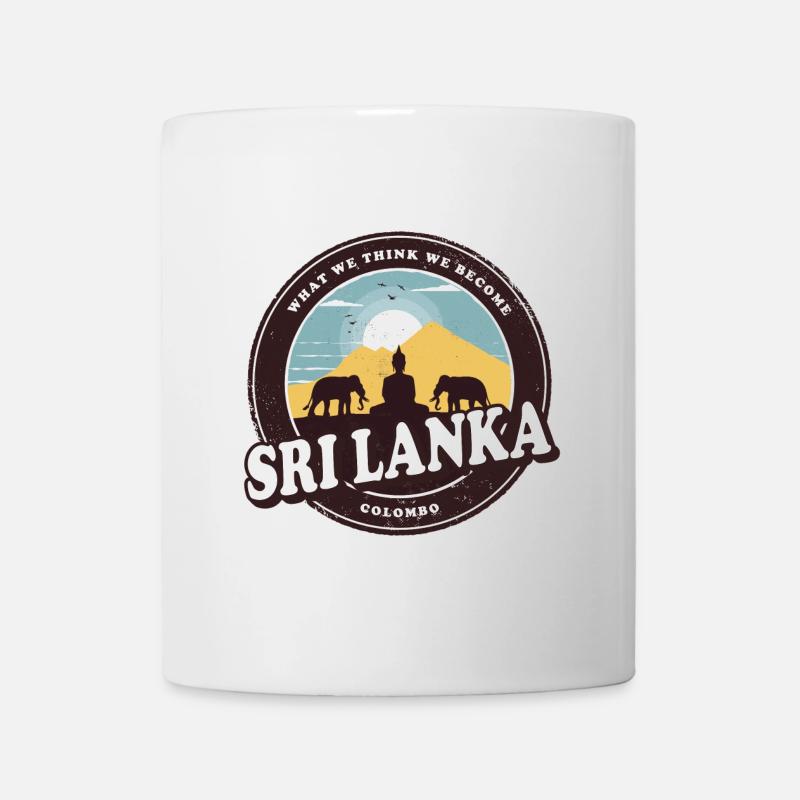 Sri Lanka Bouddha conception avec des éléphants / - Mug blanc - blanc