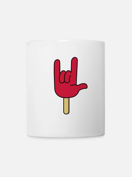 I Love You - Main / Glace sur tige - Rouge - Mug blanc - blanc
