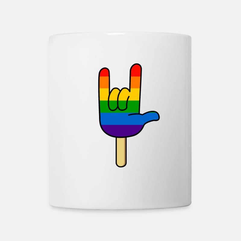 Rock ´n Roll - I Love You, Eis am Stiel Regenbogen - Tasse - Weiß