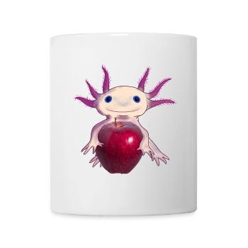 Câlin axolotl à la pomme, dessiné à la main - Mug blanc - blanc - Devant
