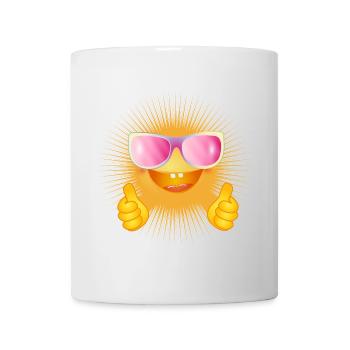 Soleil radieux avec des lunettes et des pouces vers le haut - Mug blanc - blanc - Devant