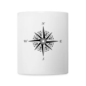wind rose drawing style man woman compass - Mug - white - Front