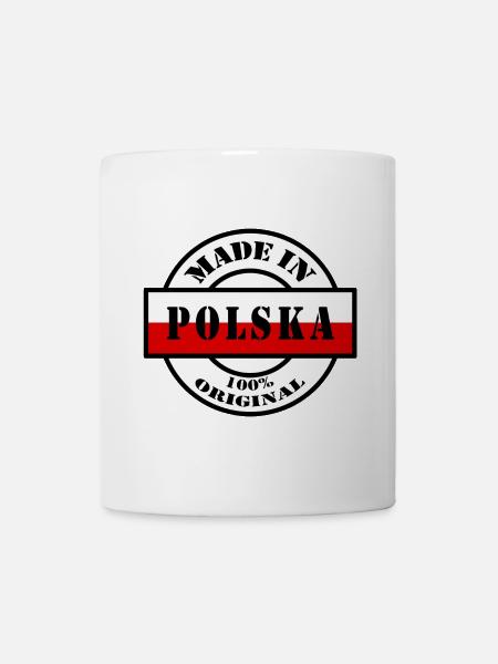 MADE IN POLSKA Pologne Poland drapeau cadeau - Mug blanc - blanc