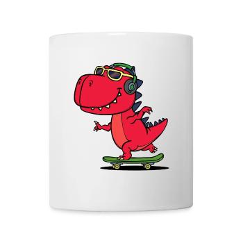 Cool dinosaure Casque Drôle de lunettes de soleil - Mug blanc - blanc - Devant