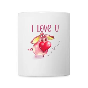 I Love U Piggy Cute Animal Design - Mug - white - Front