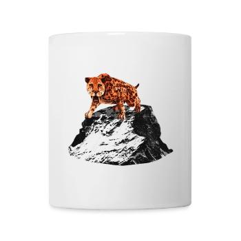smilodon, raubkatze männer, Säbelzahntiger, Urzeit - Tasse - Weiß - Vorne