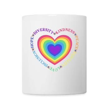 Diversity Kindness Peace Equality Love Inclusion - Tasse - Weiß - Vorne