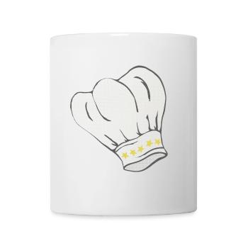Toque de chef motif étoile, cuisine, cadeau homme - Mug blanc - blanc - Devant