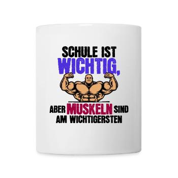 Fitness Lustige Sprüche Muskeln - Tasse - Weiß - Vorne