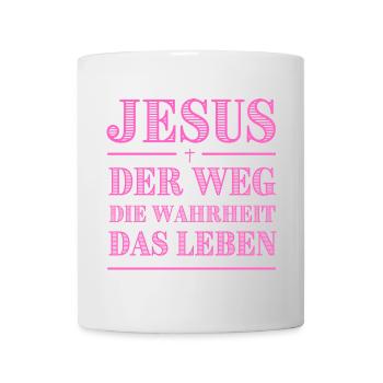 Jesus Weg Die Wahrheit Pink Typografie - Tasse - Weiß - Vorne