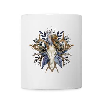 Owls Skull Flowers Mystical Design - Mug - white - Front