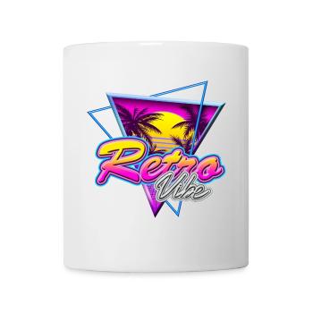 Retro Vibe - Nostalgie Neon Vapor Wave Palm Sunset - Tasse - Weiß - Vorne