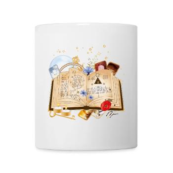 old book with spells & magic accessories - Mug - white - Front