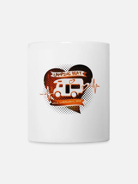 CAMPING BEAT - Herzschlag Orange Wohnmobil Campen - Tasse - Weiß