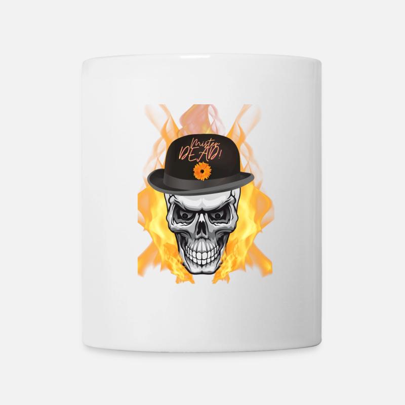 biker, skull, fire - Mug - white