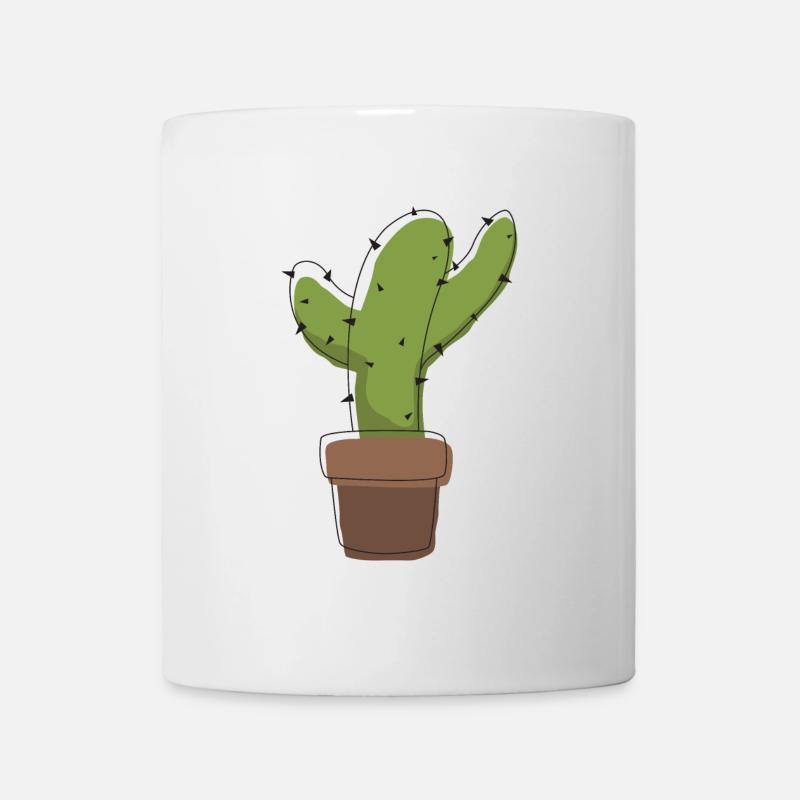 Kaktus im Topf – Grafik-Illustration - Tasse - Weiß