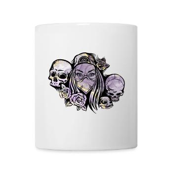 Woman Bandana Skulls Roses - Mug - white - Front