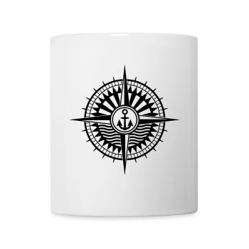 Cool marin compas avec ancre et rose des vents - Mug blanc - blanc - Devant
