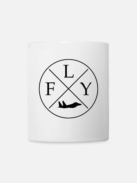 FLY Logo Jet Kampfjet - Tasse - Weiß
