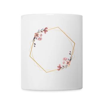 Geometric elegance with pink flowers - Mug - white - Front