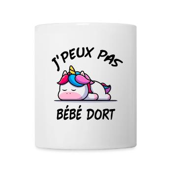 J'PEUX PAS BÉBÉ DORT GROSSESSE LICORNE - Mug blanc - blanc - Devant