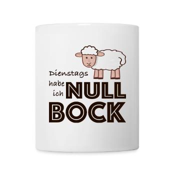 Null Bock auf Dienstag - Schaf - Tasse - Weiß - Vorne