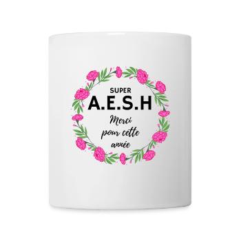 super AESH A.E.S.H. Merci pour cette année fleurs - Mug blanc - blanc - Devant