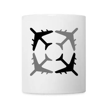 Quatre avions disposés symétriquement - Mug blanc - blanc - Devant