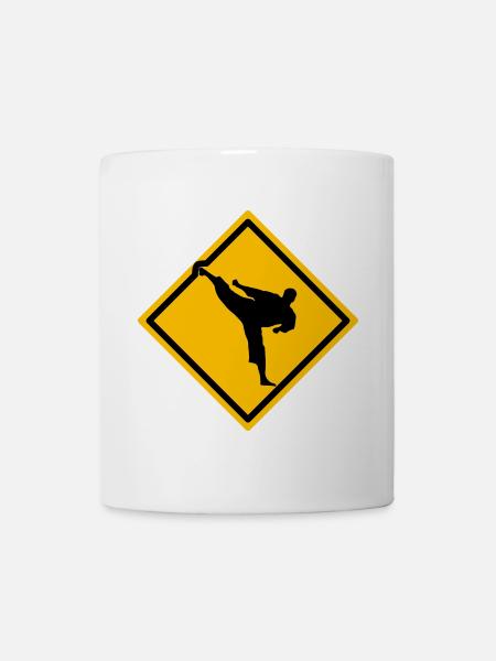 Karate Warnschild Yokogeri - Tasse - Weiß