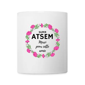 Super Atsem Merci pour cette année fleurs rose - Mug blanc - blanc - Devant
