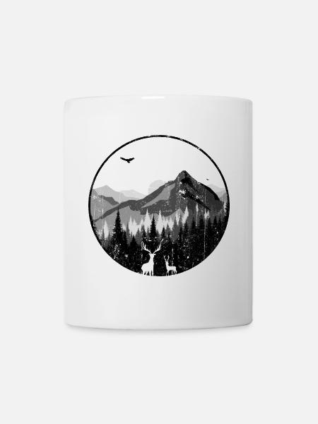 Mountain Dawn Deer Silhouettes - Mug - white
