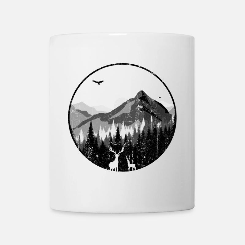 Silhouetten der Mountain Dawn Deer - Tasse - Weiß