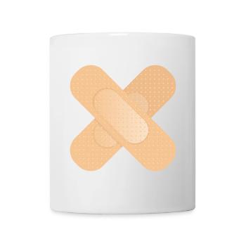 crossed sticking plaster as a design element - Mug - white - Front