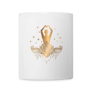 Meditation Gold Yoga Zen Butterflies Gift - Mug - white - Front