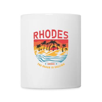 Design Rhodes Greece avec palmiers et plage - Mug blanc - blanc - Devant
