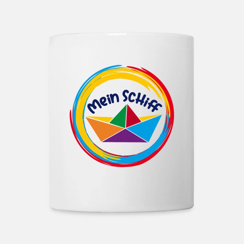 Mein Schiff buntes Papierschiffchen - Tasse - Weiß
