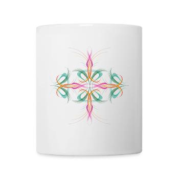 very delicate dynamically flowing cross ornament - Mug - white - Front