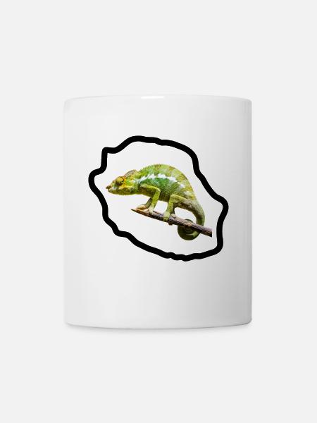 Chameleon vert sur branche - Mug blanc - blanc