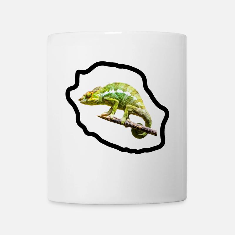 Chameleon vert sur branche - Mug blanc - blanc