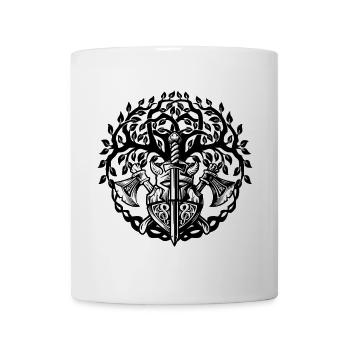 Knight's shield in a wreath of trees - Mug - white - Front