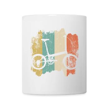 Retro Bike Silhouette auf farbigen Streifen - Tasse - Weiß - Vorne