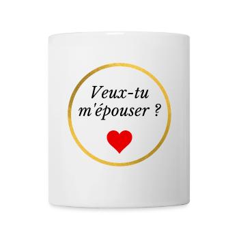 veux tu m'épouser ? - coeur rouge et anneau - Mug blanc - blanc - Devant
