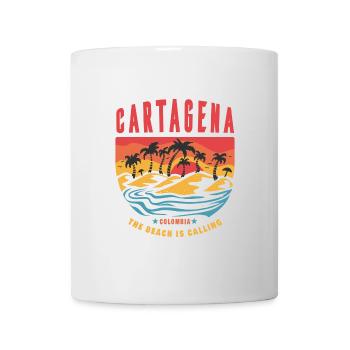 Cartagena Kolumbien Design mit Palmen - Tasse - Weiß - Vorne