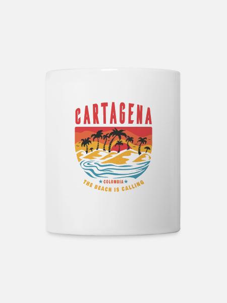 Cartagena Kolumbien Design mit Palmen - Tasse - Weiß
