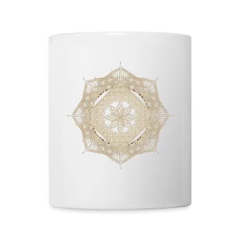 geometric macramé style flower pendant - Mug - white - Front