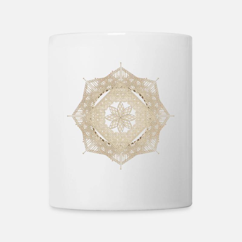 geometrischer Makramee Stil Blüten Anhänger - Tasse - Weiß