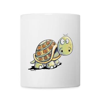Nicht Hudeln Schildkröte - keine Hektik Spruch - Tasse - Weiß - Vorne