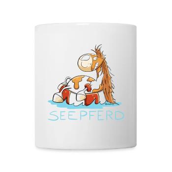 Seepferd im Urlaub I Comic Wortspiel Pferd - Tasse - Weiß - Vorne