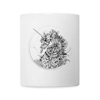 skelettiertes Einhorn außergewöhnliche Darstellung - Tasse - Weiß - Vorne