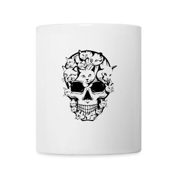 Halloween Lustige Katze Totenkopf Katzenliebhaber - Tasse - Weiß - Vorne